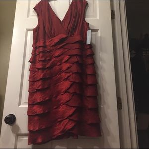 Rust colored strapless dress